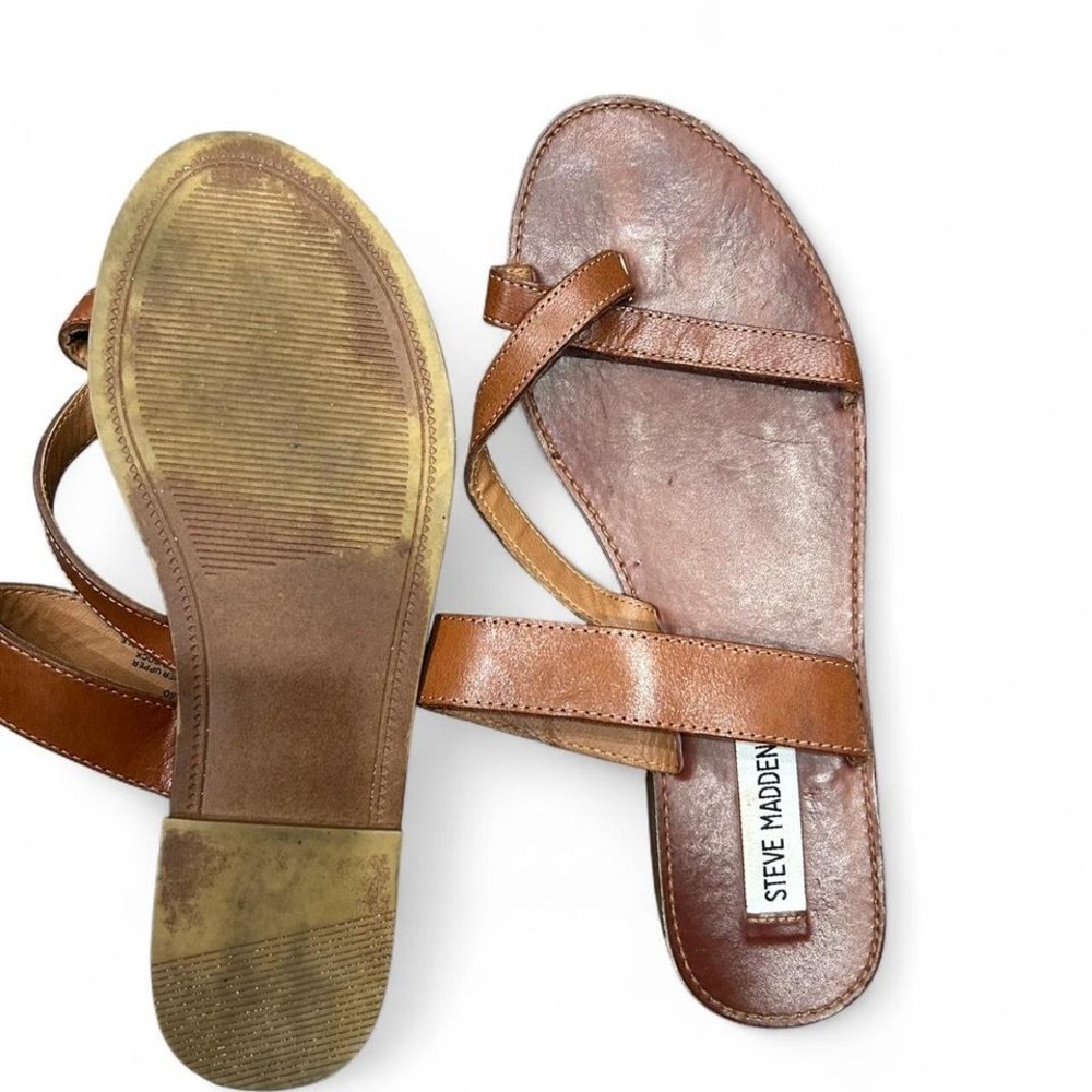 WOMENS BROWN LEATHER SANDALS BY NINE WEST SIZE 8.5 - Picture 2 of 3